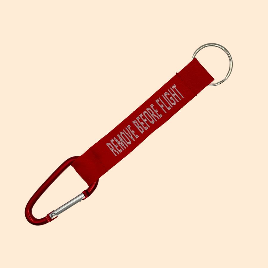 🔑 Porte-Clé "Remove Before Flight" Rouge - Mousqueton Rouge
