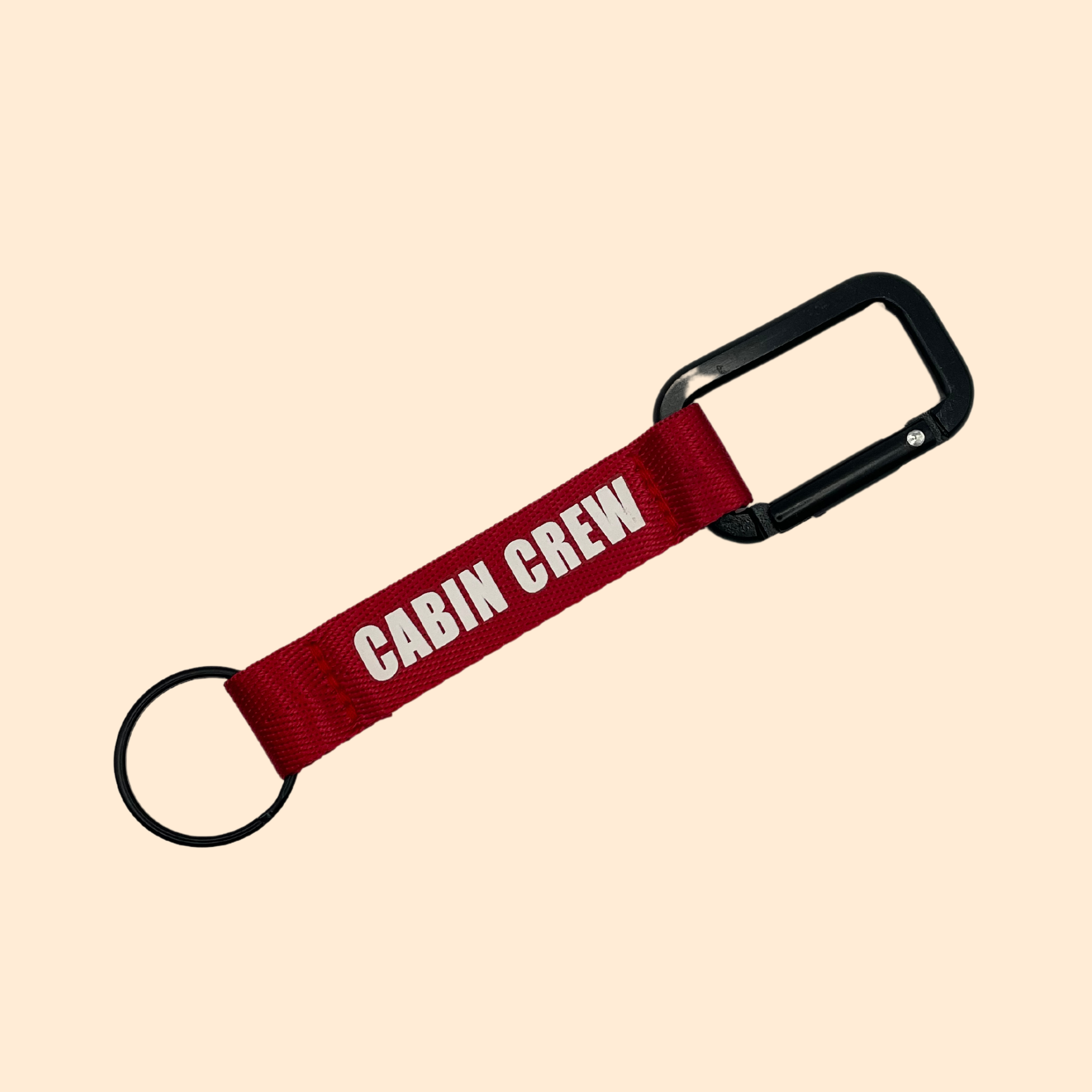 🔑 Porte-Clé "Cabin Crew" Rouge - Mousqueton Noir