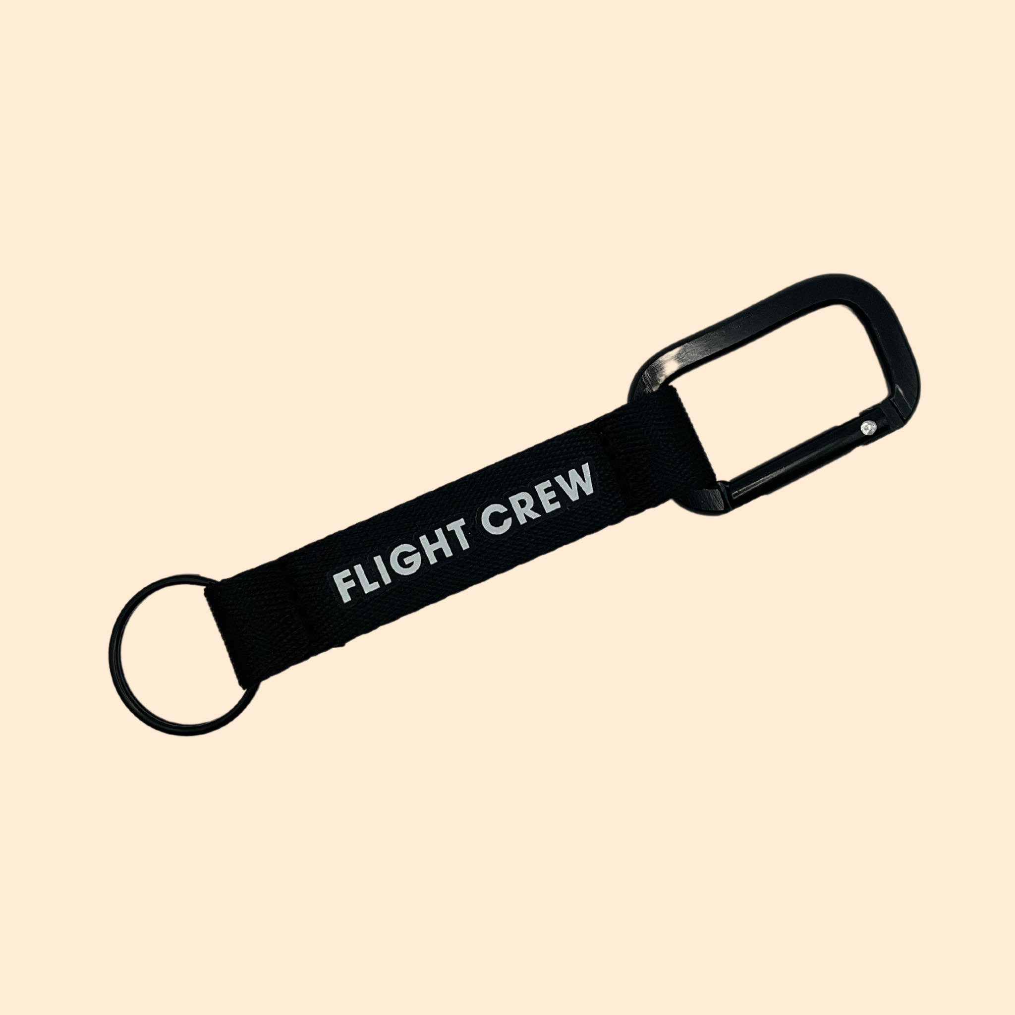 🔑 Porte-Clé "Flight Crew" Noir - Mousqueton Noir