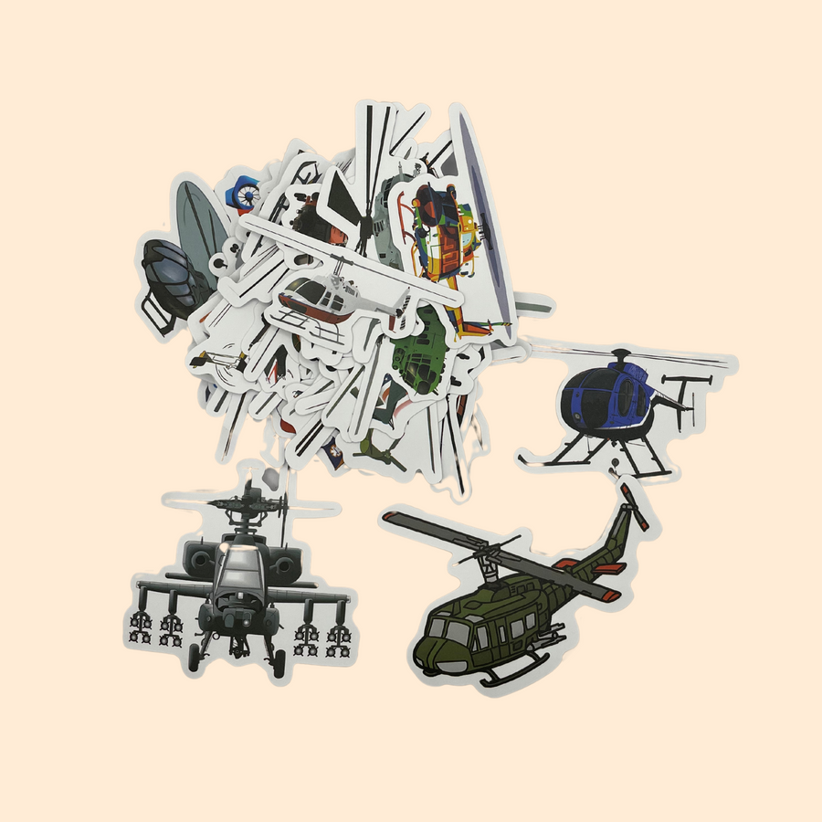 Lot de 40 autocollants hélicoptères militaires