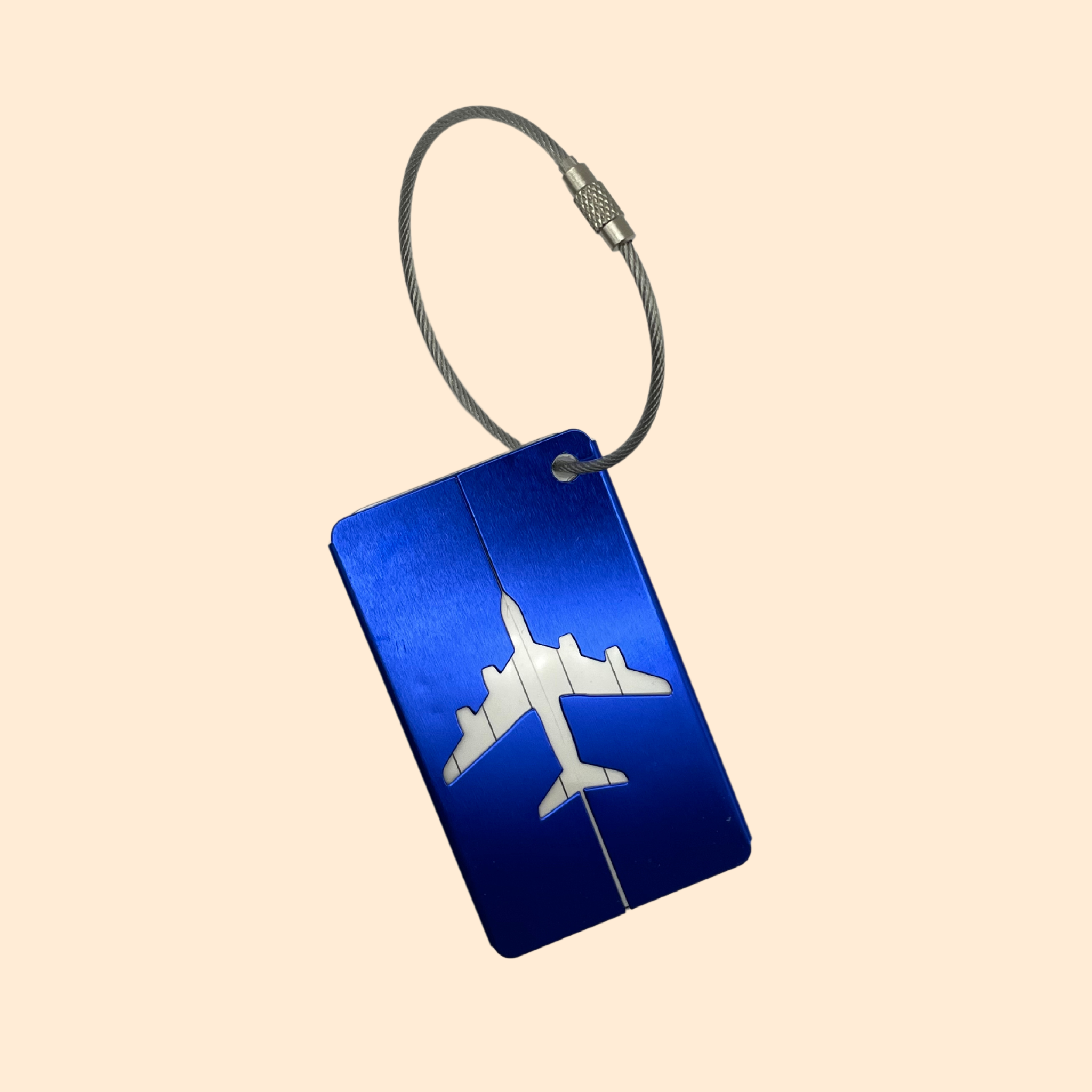 ✈️🔖 Tag Bagage - Motif Avion - Métallisé - Bleu
