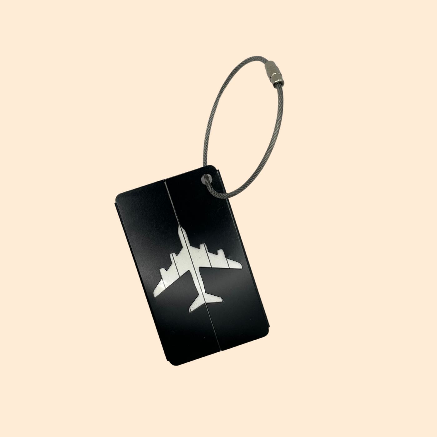 ✈️🔖 Tag bagage - Motif avion - Métallisé - Noir