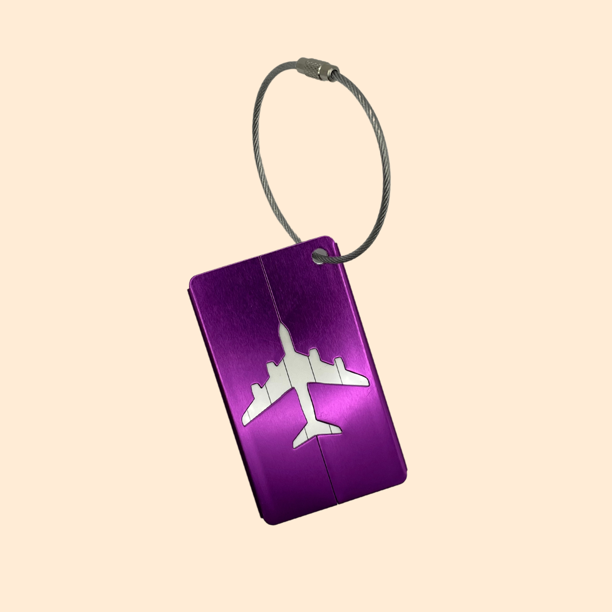 ✈️🔖  Tag bagage - Motif avion - Métallisé - Violet