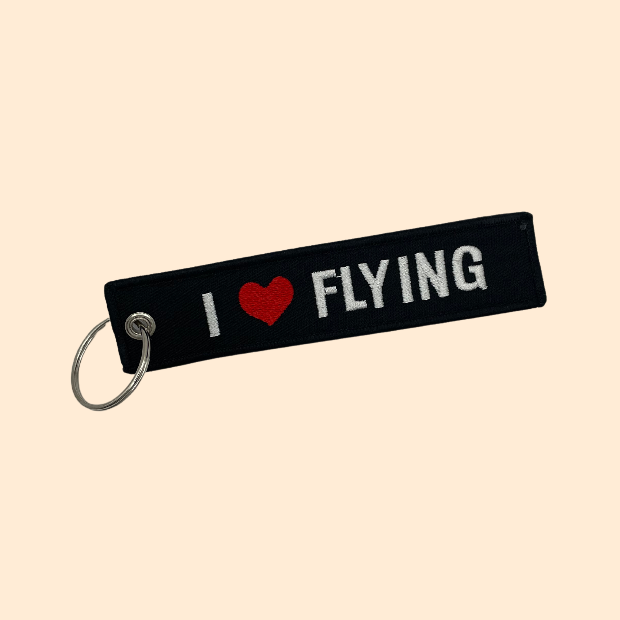 🔑 Porte-Clé Flamme - I Love Flying Noir/Rouge
