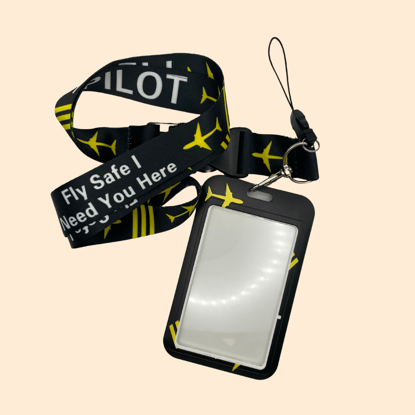 Porte badge et tour de cou "Pilot" noir et jaune